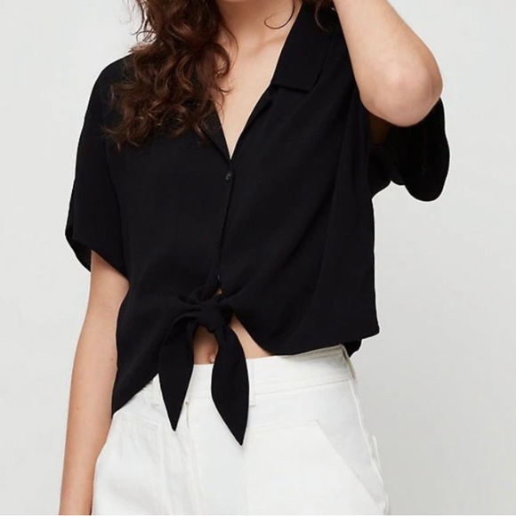 Wilfred Free - The Tie Front Blouse - XXS - Black - Picture 2 of 6